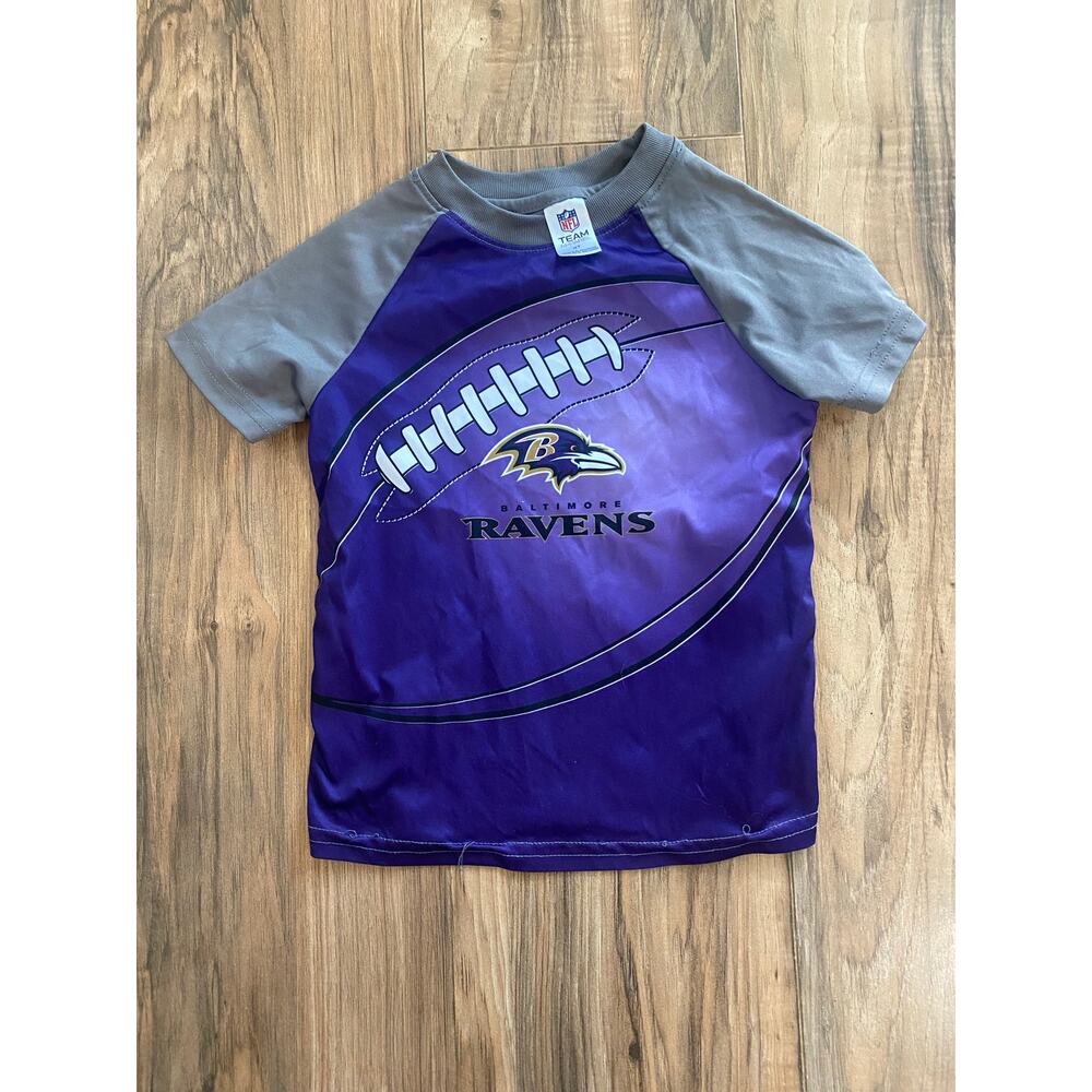 Boys Baltimore Ravens Cute Short Sleeve Football Logo T-Shirt Size 4T
